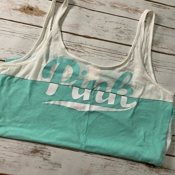 VS PINK Sea Green & White Tank Top - Picture 2 of 3
